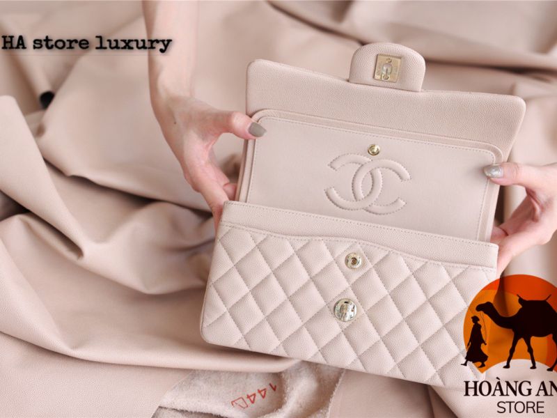 Túi Chanel Classic Flap Caviar màu hồng nude