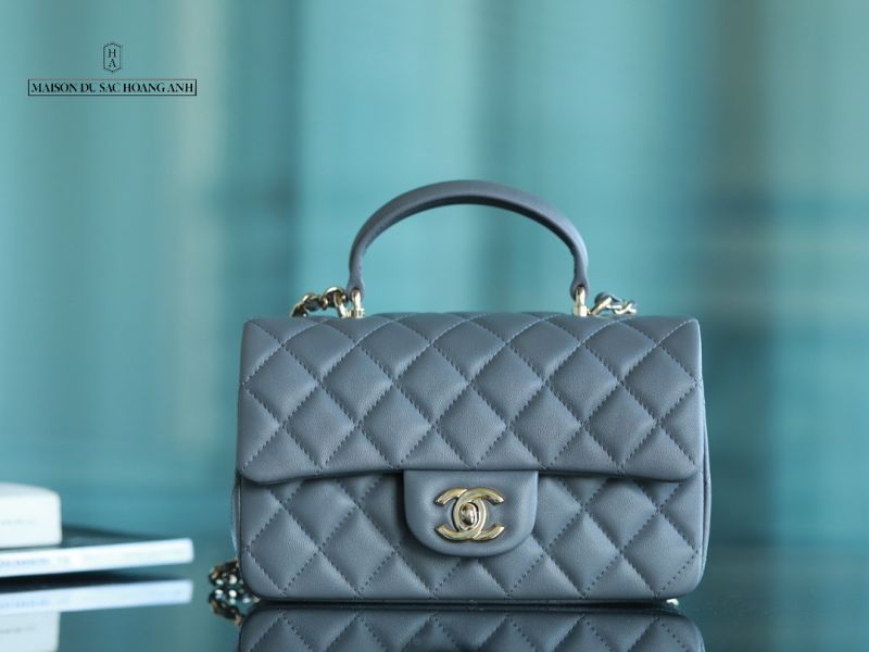 Chanel Flap Bag With Top Handle Lambskin