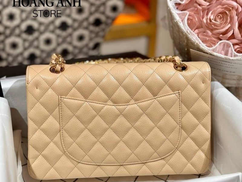 Chanel Classic Medium Beige ( Khóa Gold)