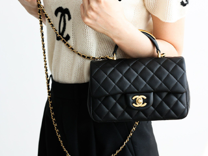 Chan..el Flap Bag With Top Handle.
