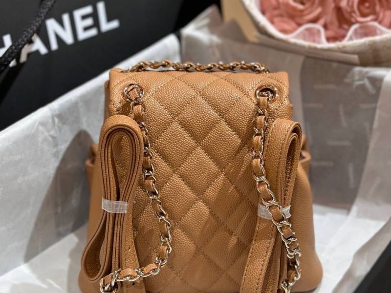 Chanel 23p mini backpack caviar dark brown