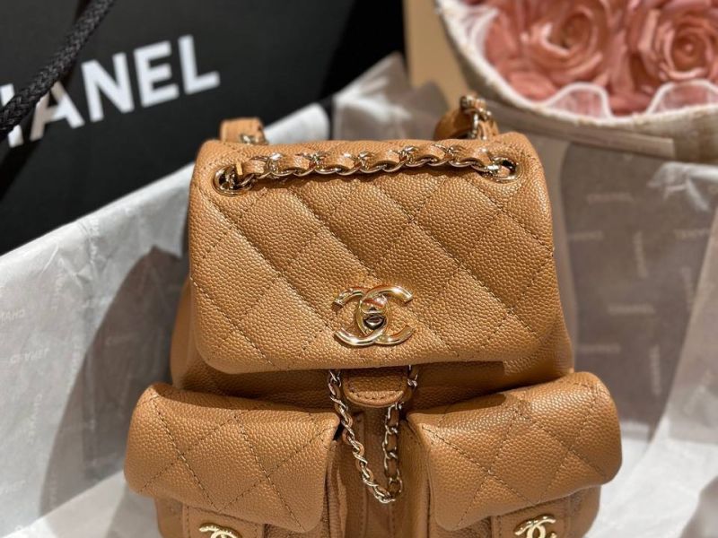 Chanel 23p mini backpack caviar dark brown