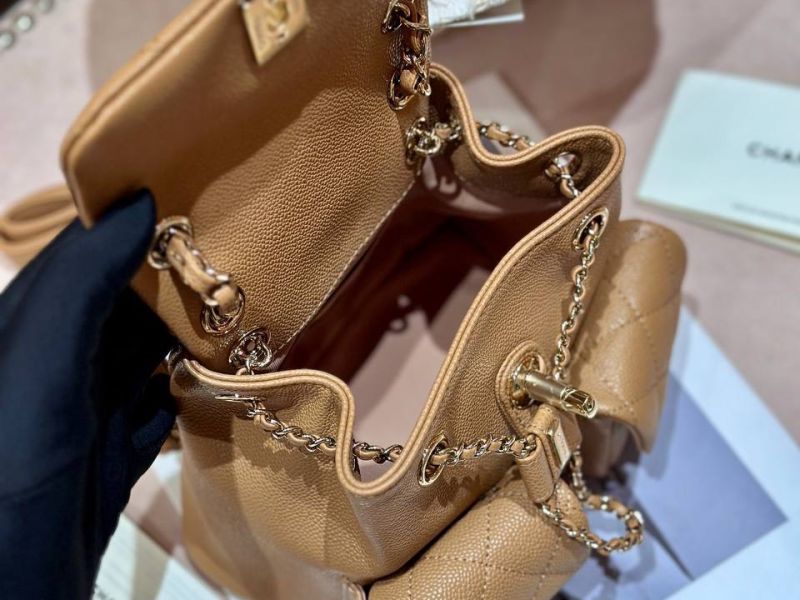 Chanel 23p mini backpack caviar dark brown
