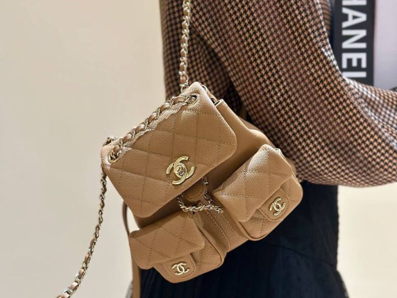 Chanel 23p mini backpack caviar dark brown