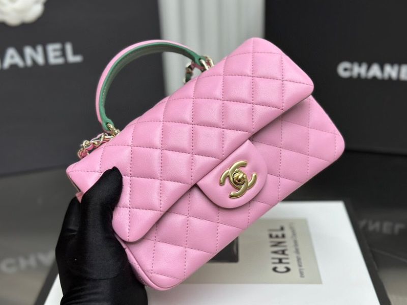 Chanel Flap Bag With Top Handle Lambskin