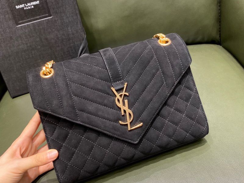 Envelope medium quilted-suede shoulder bag