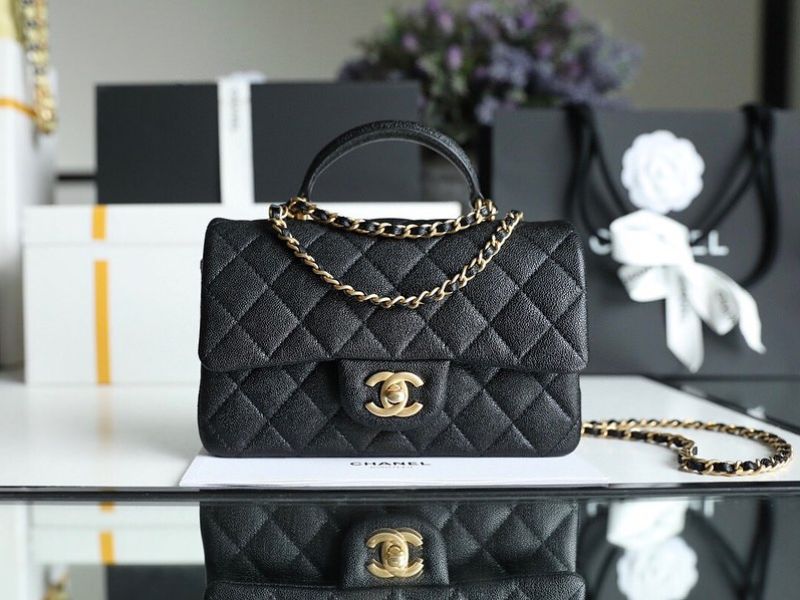 Chanel Flap Bag With Top Handle Lambskin
