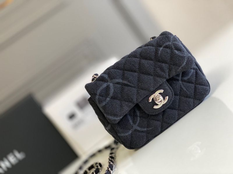 CC Print Mini Square Classic Single Flap Bag Silver Hardware