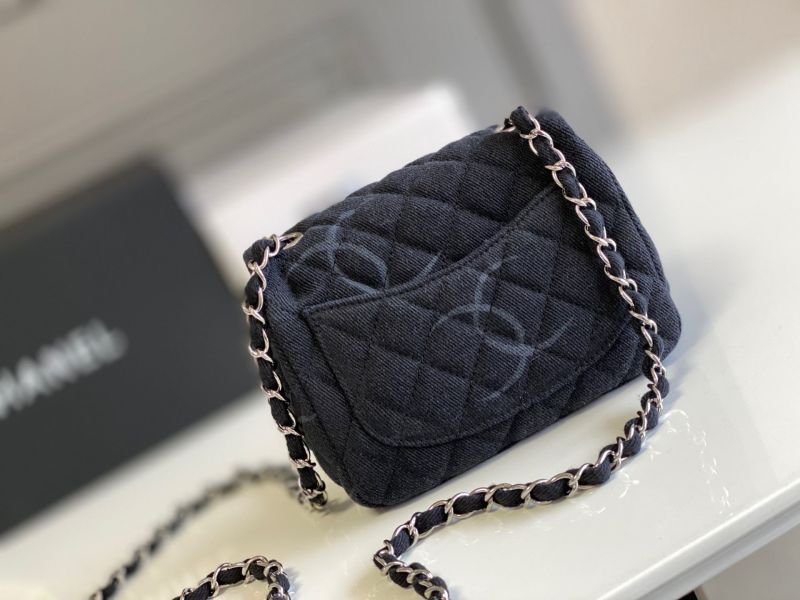 CC Print Mini Square Classic Single Flap Bag Silver Hardware
