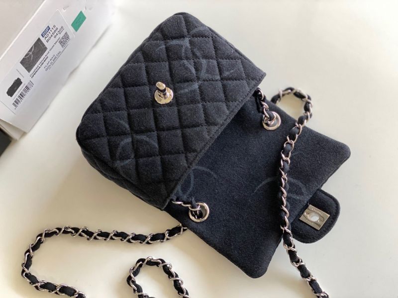 CC Print Mini Square Classic Single Flap Bag Silver Hardware