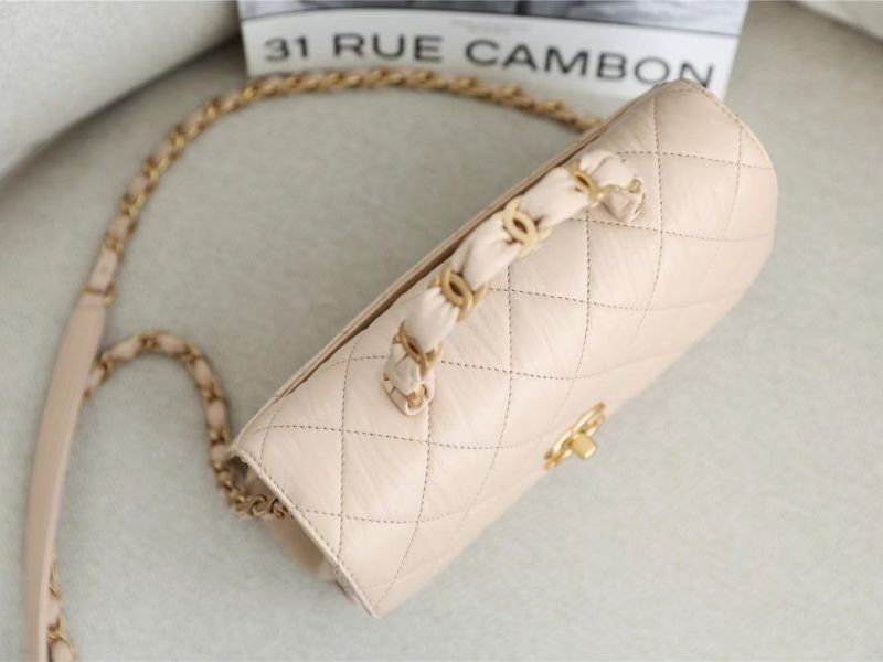 Túi Xách Chanel Mini Flap Bag Grained Calfskin & Gold-Tone Metal Beige