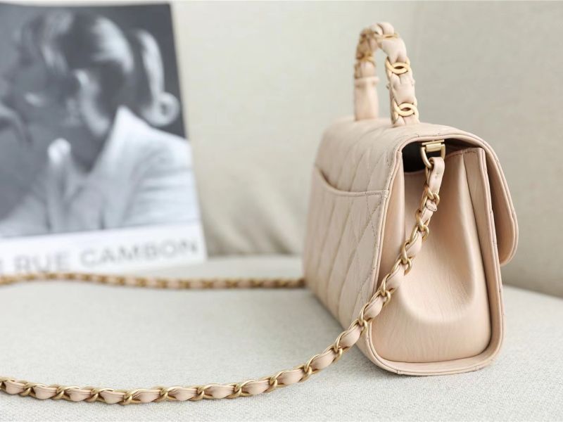 Túi Xách Chanel Mini Flap Bag Grained Calfskin & Gold-Tone Metal Beige